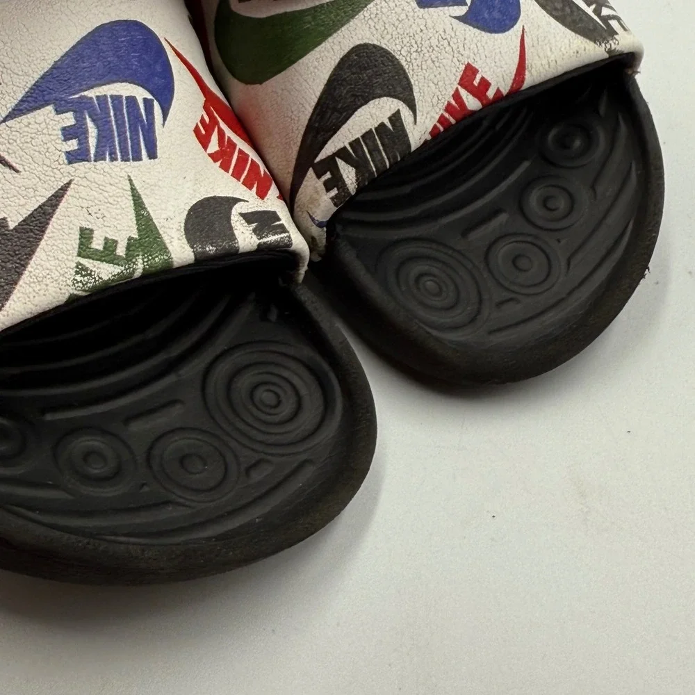 Kids Nike Fit Zone Slides Sandals Multicolored Logo Print‎ Black 10C